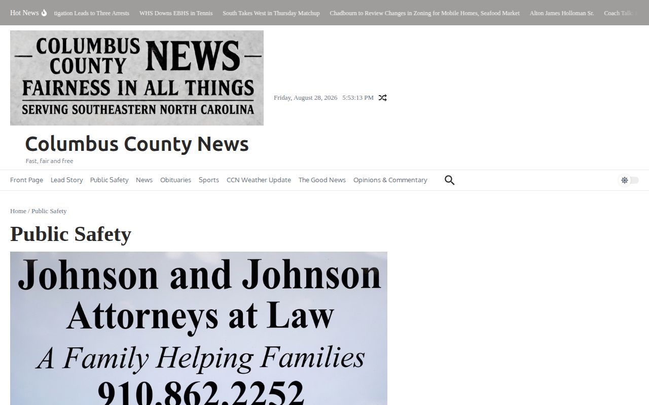 Columbus County News public safety category