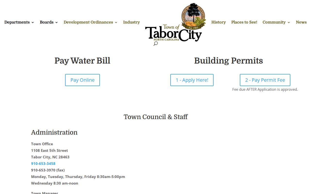 Tabor City police contact source page